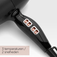 BaByliss Power Pro 2300 6716DE Föhn - Föhn met diffuser en 2 extra blaasmonden - 122 km/u - Coolshot •
