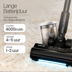 GoScrub® Steelstofzuiger Draadloos - 680W - Kruimeldief - 4 Opzetstukken - Stofzuiger 35kPa zuigkracht - Zonder zak op accu - Inclusief muurhanger - X680 Ultra