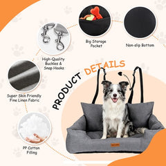 Nobleza Hondenautostoel 2 Zits - Hondenmand Auto - Autostoel Hond - 92 x 50 x 40 cm - Grijs