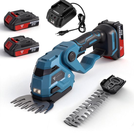 Vesto® Draadloze Heggenschaar - Incl. Buxusschaarmes & Grasschaarmes - Elektrische Grasschaar - Verstelbaar - Draadloze Snoeischaar - Heggenknipper - Kantenknipper