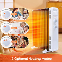 Olieradiator - 2300W Heater - Elektrische kachel - met Thermostaat - Wit - Aigostar