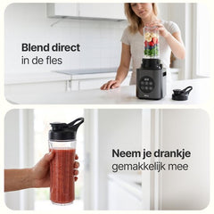 Olvy Kitchen Blender - 1,5L Glazen Kan met To-Go Beker - Smoothie Maker - Ijscrusher - Vaatwasserbestendig - BPA- en PFAS-vrij - Glas