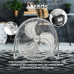 Vloerventilator - Industriele ventilator - 45 cm - Zilver - Arebos
