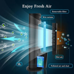 Taylor Swoden Onyx - Luchtkoeler – Aircooler 5L - Torenventilator - Oscillerend - Ventilator met koelelement - Met Afstandsbediening & Aromafunctie - Zwart •