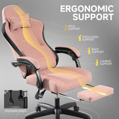 GTPLAYER - Gamingstoel Ergonomisch - Met Veerzitkussen en Voetensteun - Zwart-roze