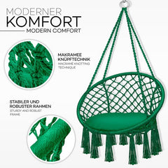 Hangstoel - Binnen & Buiten - Hangschommel - Tot 200 Kg - Groen - Tillvex® •