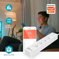 Nedis SmartLife Stekkerdoos – Energiezuinig – WiFi – 4 voudig – USB – 2m