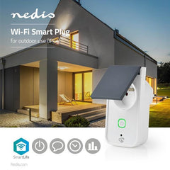Nedis SmartLife Slimme Stekker - IP44 - Energiemeter - 3680 W - France / Type-E (CEE 7/6) - -30 - 40 °C - Android / IOS - Grijs / Wit - 1 Stuks •