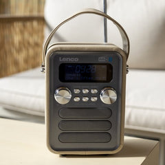 Lenco Radio met oplaadbare Batterij - Draagbare DAB Radio - FM, DAB+, Bluetooth en AUX - Noodpakket - PDR-051TPSI - Taupe