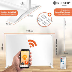 KESSER® Infrarotheizung 2in1 - Wandmontage of Vrijstaand met App & Thermostaat - 550W