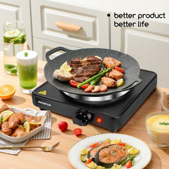 Aigostar GemPro - Electrische Kookplaat - Keramisch - 1 pit - 1500w - Zwart