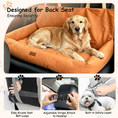 Nobleza Hondenautostoel - Hondenmand Auto - Autostoel Hond - Water- en Vuilafstotend - PU Leer - 92 x 52 x 47 cm - Oranje
