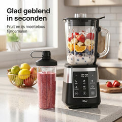 Olvy Kitchen Blender - Smoothie Maker - 1,5L Glazen Kan met To-Go Beker - IJscrusher & Zelfreinigend - BPA- en PFAS-vrij - Glas - Vaatwasserbestendig