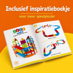 Magnetic Tiles Racebaan - 126 Stuks - Zelfrijdende Auto's - Speelgoed - Magnetische Tegels - Educatief & Constructie - Montessori - Bouwstenen - Bouwblokken - Voor 3, 4, 5, 6, 7, 8, 9 Jaar - Bouw je Magna Wereld - Kinderen - Olvy