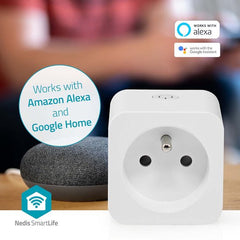 Nedis SmartLife Slimme Stekker - Wi-Fi - IP21 - Energiemeter - 3680 W - France / Type-E (CEE 7/6) - 0 - 55 °C - Android / IOS - Wit - 1 Stuks