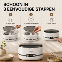 Nedis Ultrasone Juwelenreiniger - Netvoeding - 230 V AC 50 Hz - 0.6 l - Wit •