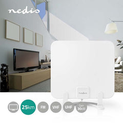 Nedis Binnenantenne - Actief - FM / UHF / VHF - Ontvangstbereik: 0-25 km - LTE700 - Versterking: 30 dB - ABS - Wit