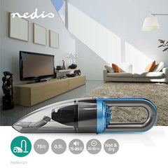 Nedis Handstofzuiger - 75 W - Oplaadbaar - Drogen / Nat - Li-Ion - Blauw / Grijs