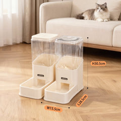 Automatische voerbak kat en hond - Voerautomaat - Voerdispenser - Creme - Nobleza