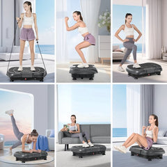 Trilplaat met stille motor + Bluetooth - 99 trilniveaus + 15 trainingsprogramma's - met afstandsbediening - antislip - full body workout, vet verliezen - incl. trainingsbanden - Zwart