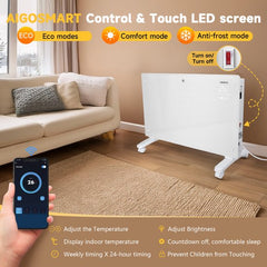 Convectorkachel - Elektrisch - Kachel - Heater - Verwarming - Wit - 2000W - Aigostar •