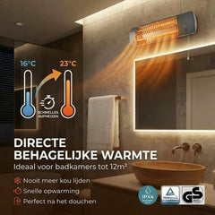 Nedis Badkamer verwarming - 1200 W - 2 Verwarmingsmodi - X4 - Grijs