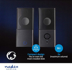 Nedis Gaming Speaker – 12W – 2.0 kanaals – USB gevoed – 3,5 mm jack