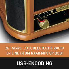Classic Phono Retro Platenspeler - Bluetooth - Auto-stop - DAB Radio CD en Cassettespeler - TCD-2571WD - Hout