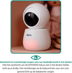 Alecto Babyfoon met Camera - DVM2043 - 4.3 inch Scherm - Op afstand bestuurbaar - Uitbreidbaar tot 4 camera's - Nachtlampje - Wit •