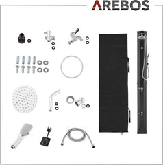 Buitendouche - Tuindouche - Zonneenergie - 60L - Zwart - AREBOS