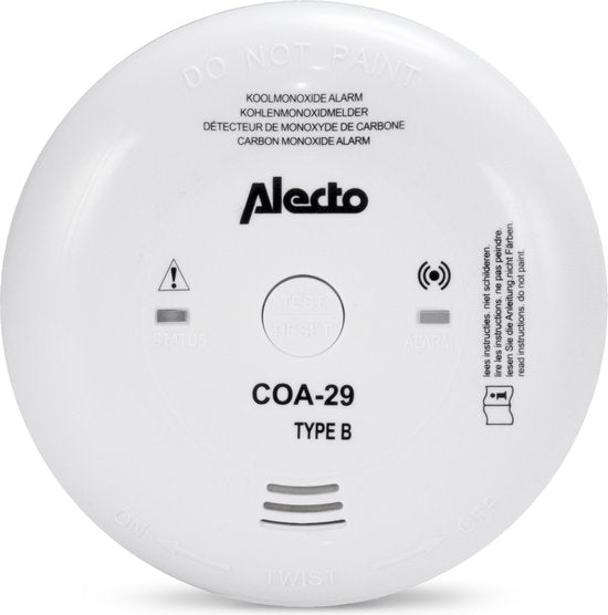 Koolmonoxide melder - 7 jaar batterij en sensor - Voldoet aan Europese norm EN50291 - Wit - Alecto - COA-29-7