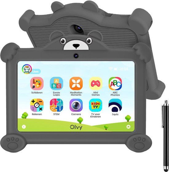 Kindertablet - Tablet voor kinderen - 96GB - Tablet - 7 Inch - Tablet Kinderen - Grijs - Olvy •