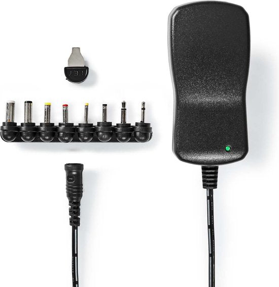 Nedis Universele AC-Stroomadapter - 18 W - 3 / 4.5 / 5 / 6 / 7.5 / 9 / 12 V DC - 1.10 m - 1.5 A - 8 plug(s) - Zwart