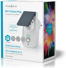 Nedis SmartLife Slimme Stekker - IP44 - Energiemeter - 3680 W - France / Type-E (CEE 7/6) - -30 - 40 °C - Android / IOS - Grijs / Wit - 1 Stuks •