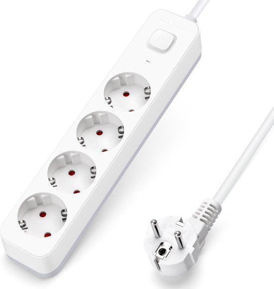 Stekkerdoos - Verlengsnoer - Verlengkabel - 1,5M - Wit - Aigostar