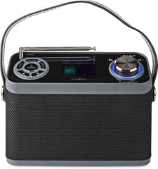 Nedis DAB+ Radio - Tafelmodel - DAB+ / FM - 2.40 " - Kleurenscherm - Batterij Gevoed / Netvoeding - Digitaal - 24 W - Bluetooth - Koptelefoonoutput - Wekkerfunctie - Slaaptimer - IP20 - Handvat - Zwart