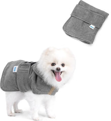 Hondenbadjas - Badjas hond - Ruglengte 40 cm - S - Grijs - Nobleza