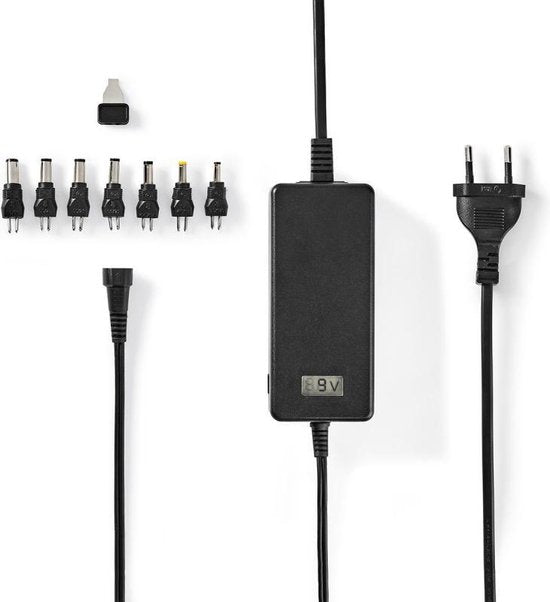 Nedis Universele AC-Stroomadapter - 36 W - 12 / 13 / 14 / 15 / 16 / 17 / 18 / 18.5 / 19 / 19.5 / 20 / 21 / 22 / 23 / 24 V DC - 1.80 m - 2.4 - 3.0 A - 7 plug(s) - Zwart