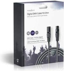 Nedis DMX-Adapterkabel - XLR 3-Pins Male - XLR 3-Pins Female - Vernikkeld - 15.0 m - Rond - PVC - Donkergrijs
