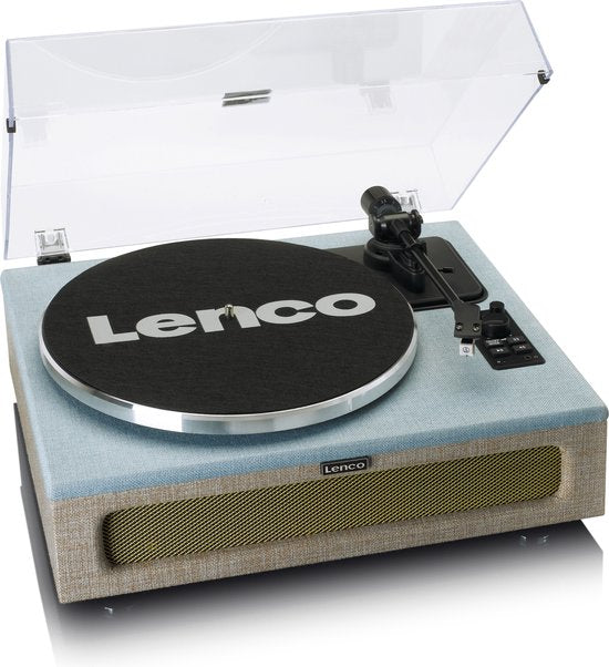 Lenco Platenspeler met Bluetooth - Vier ingebouwde Speakers 40W RMS - LS-440BUBG - Blauw Grijs
