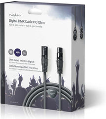 Nedis DMX-Adapterkabel - XLR 3-Pins Male - XLR 3-Pins Female - Vernikkeld - 15.0 m - Rond - PVC - Donkergrijs