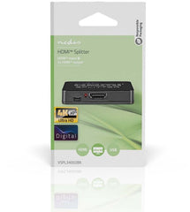 Nedis HDMI-Splitter - 2 poort(en) - HDMI Input - 2x HDMI Output - 4K@30Hz - 2.25 Gbps - ABS / PVC - Zwart