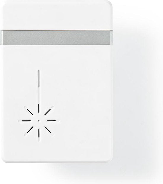 Nedis Draadloze Deurbelset - Batterij Gevoed - 3 V DC - 1x CR2032 - Volume: 80 dB - Signaalbereik: 300 m - IP44 - 36 Melodiën - 1 Ontvanger - Wit •