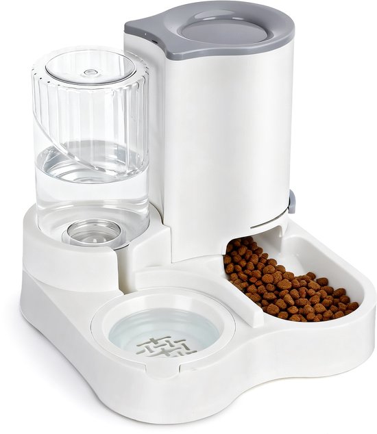 Automatische voerbak kat en hond - Voerautomaat - Voerdispenser - Wit - Nobleza •