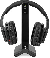 Nedis Draadloze TV-Koptelefoon – Over-Ear – RF – 25 m – 8 uur Batterij – Laadstation – Zwart •
