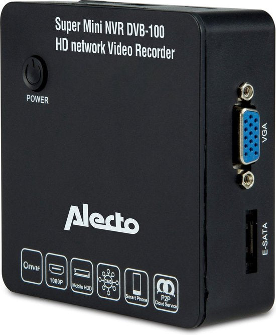 Alecto DVB -100 Netwerk Video Recorder Wifi camerabeelden opslaan en Eenvoudig te koppelen / Zwart