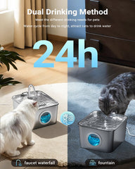 Drinkfontein Kat - Waterfontein Kat - Kattenfontein - 2,6L - Zilver - BalimoPet