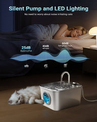 Drinkfontein Kat - Waterfontein Kat - Kattenfontein - 2,6L - Zilver - BalimoPet