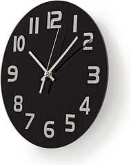 Nedis Wandklok - Diameter: 300 mm - Glas - Zwart