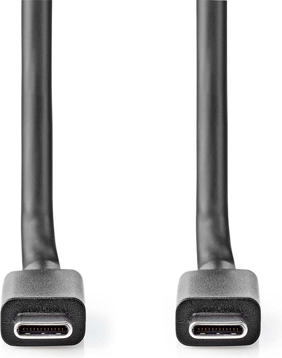 Nedis USB-Kabel - USB 3.2 Gen 2 - USB-C Male - USB-C Male - 100 W - 4K@60Hz - 20 Gbps - Vernikkeld - 2.00 m - Rond - PVC - Zwart - Label